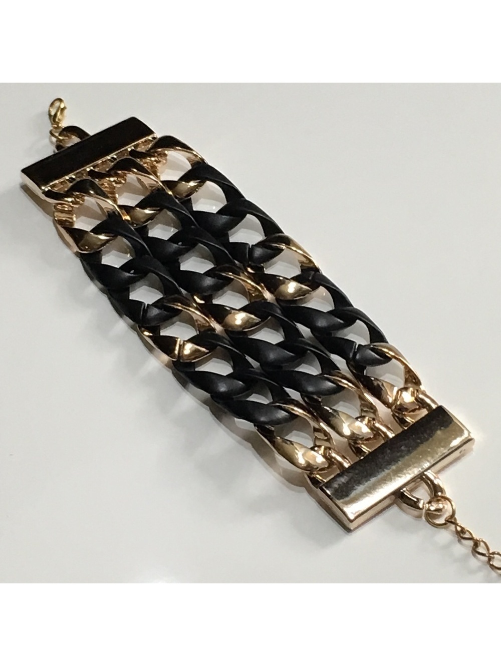 Black and Gold Big Chain Link Bracelet NEW